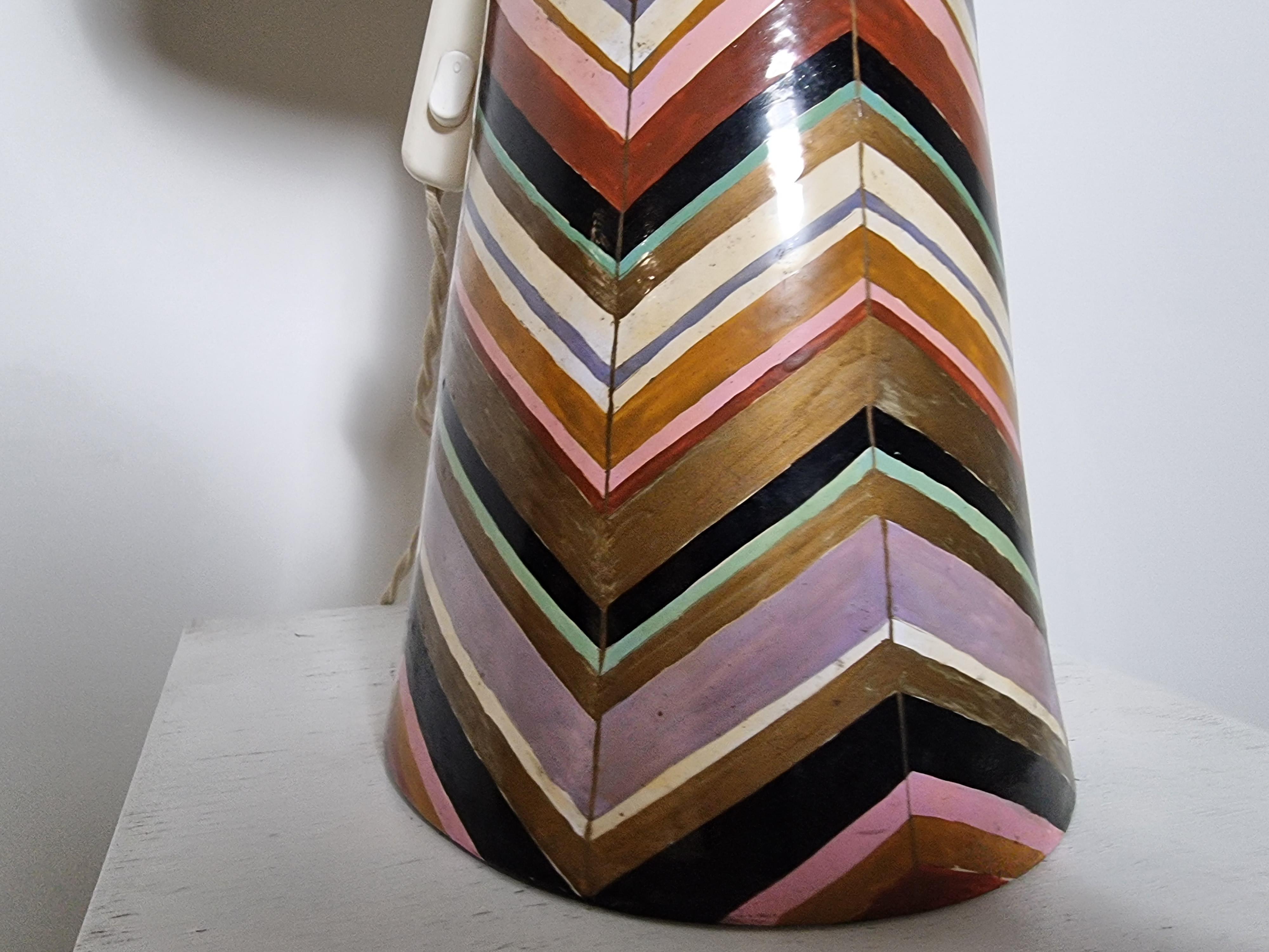 Hand Painted Ceramic Table Lamp, Italy, 1970s For Sale 6