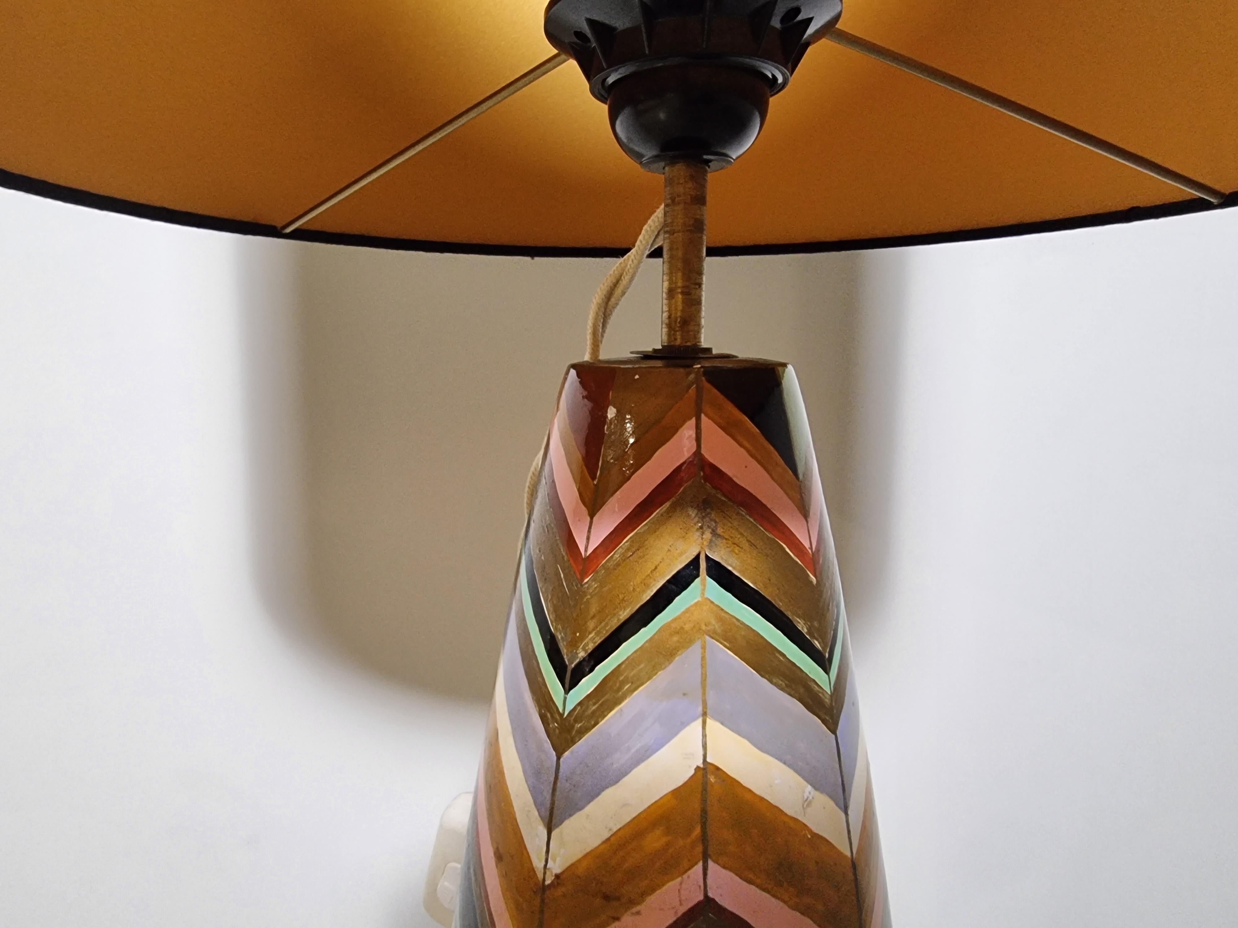 Hand Painted Ceramic Table Lamp, Italy, 1970s For Sale 7