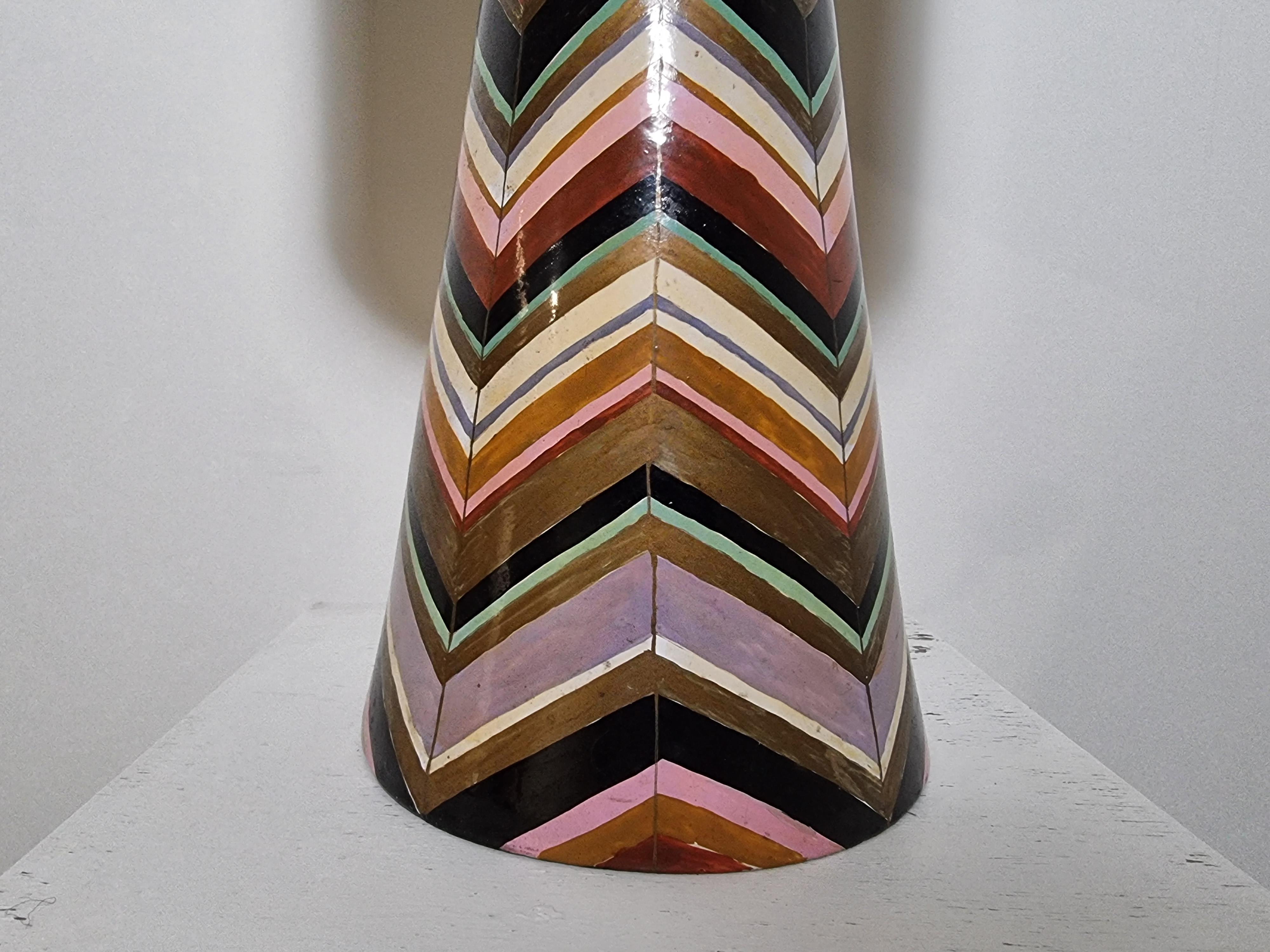 Hand Painted Ceramic Table Lamp, Italy, 1970s For Sale 8