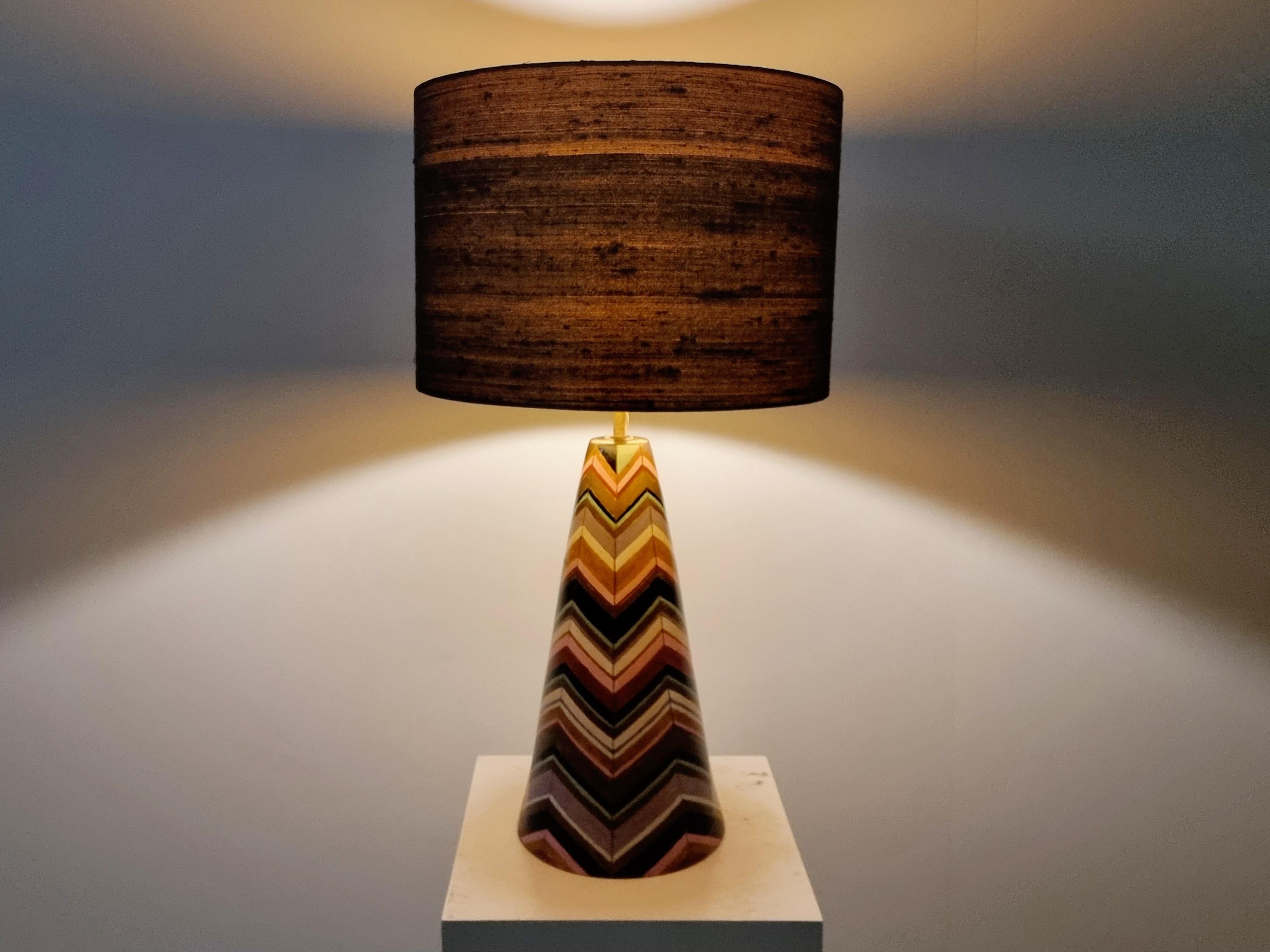 Mid-Century Modern Hand Painted Ceramic Table Lamp, Italy, 1970s For Sale