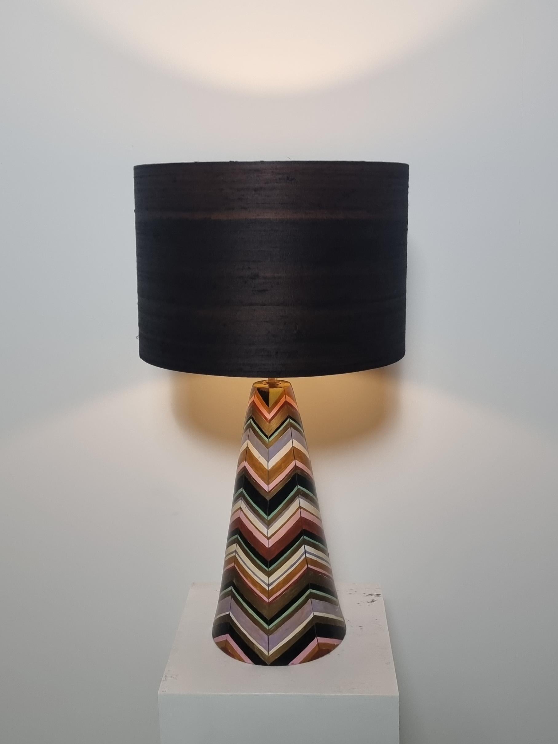 Lampe de table en céramique peinte à la main, Italie, années 1970 Bon état - En vente à amstelveen, NL