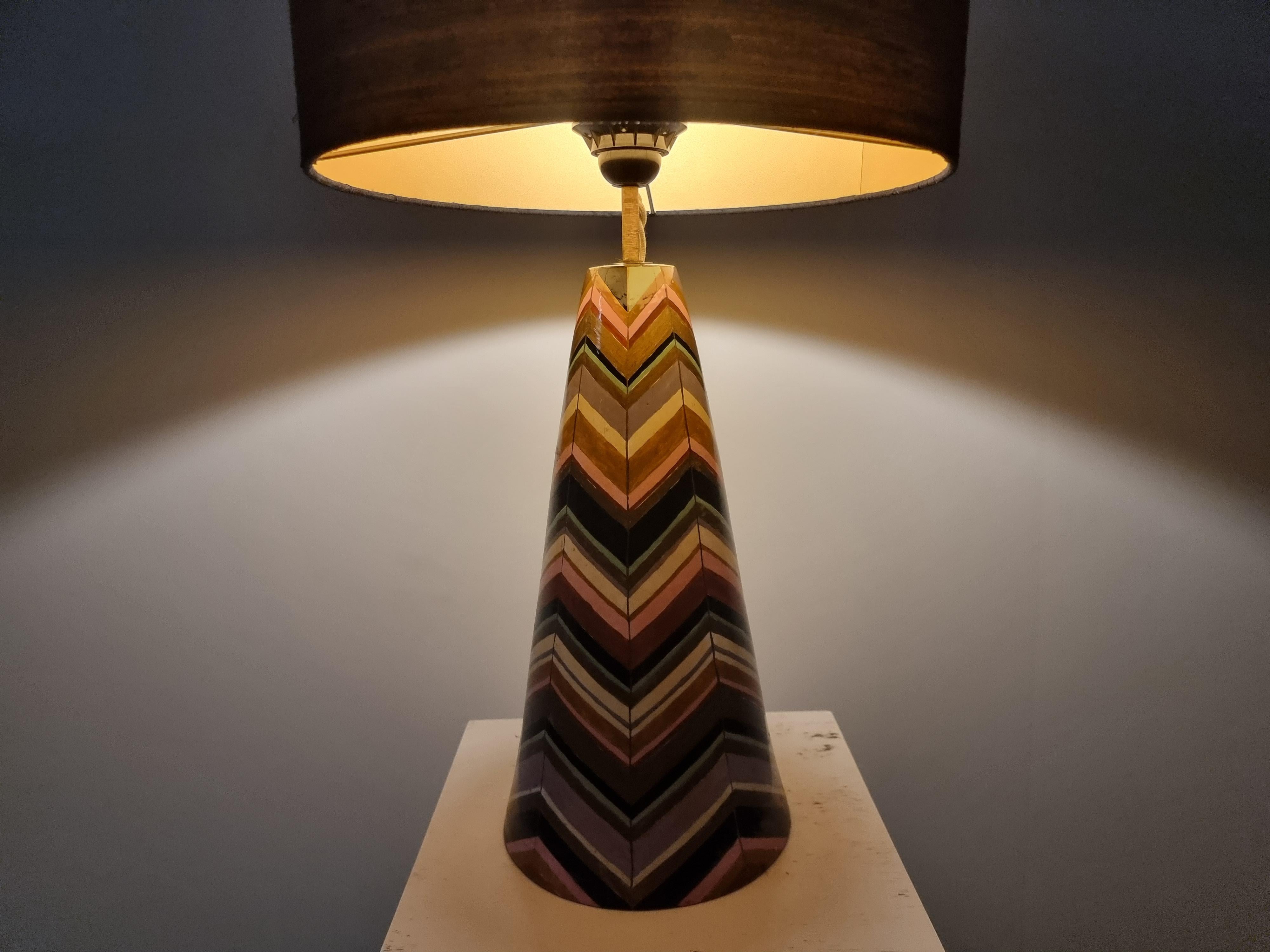 Late 20th Century Hand Painted Ceramic Table Lamp, Italy, 1970s For Sale