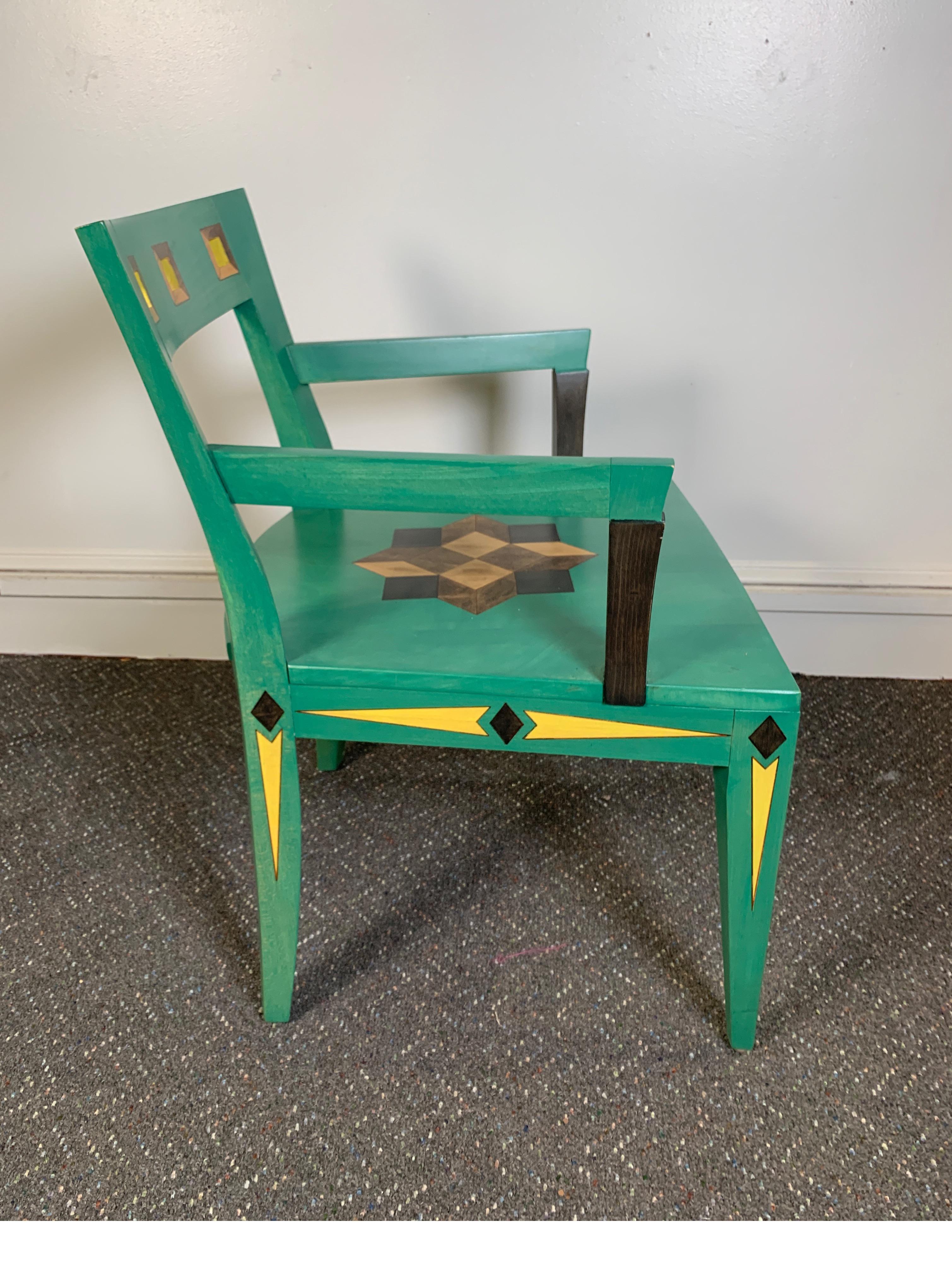 Hand Painted Chair Designed by Katherine Stevens In Excellent Condition In Lambertville, NJ