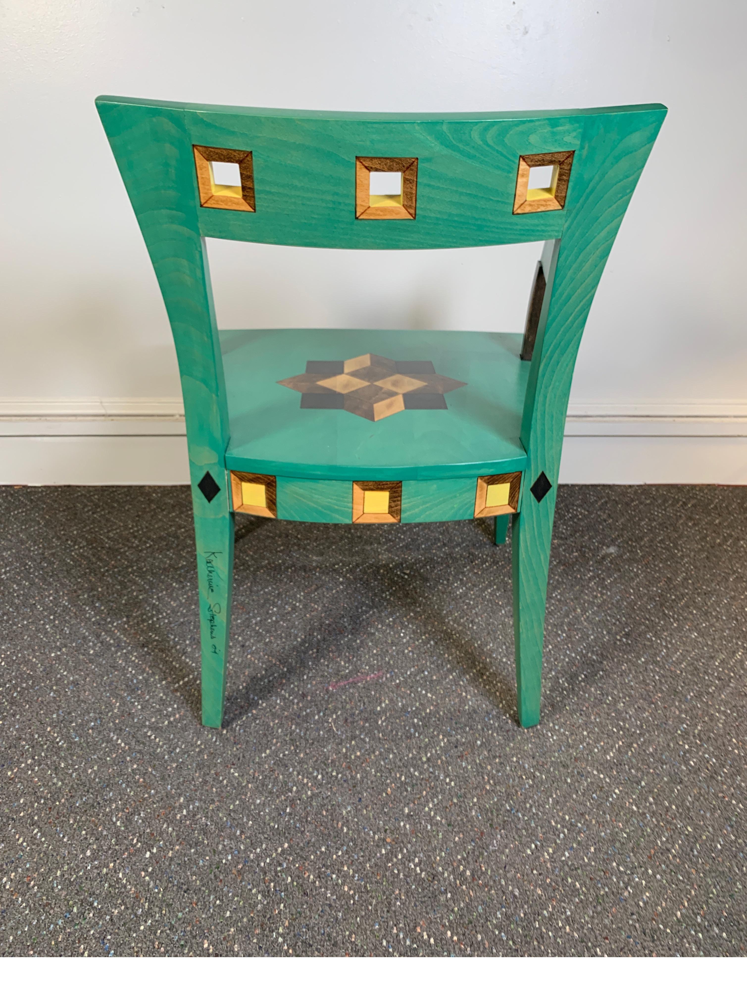Contemporary Hand Painted Chair Designed by Katherine Stevens