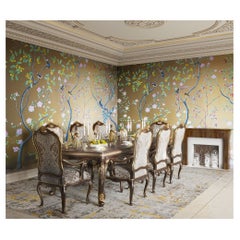 Handpainted Chinese Wallpaper Chinoiserie Enchanted Peacock Garden 19th Century