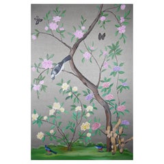 Handpainted Chinese Wallpaper Chinoiserie Panel 19th Century Berkeley