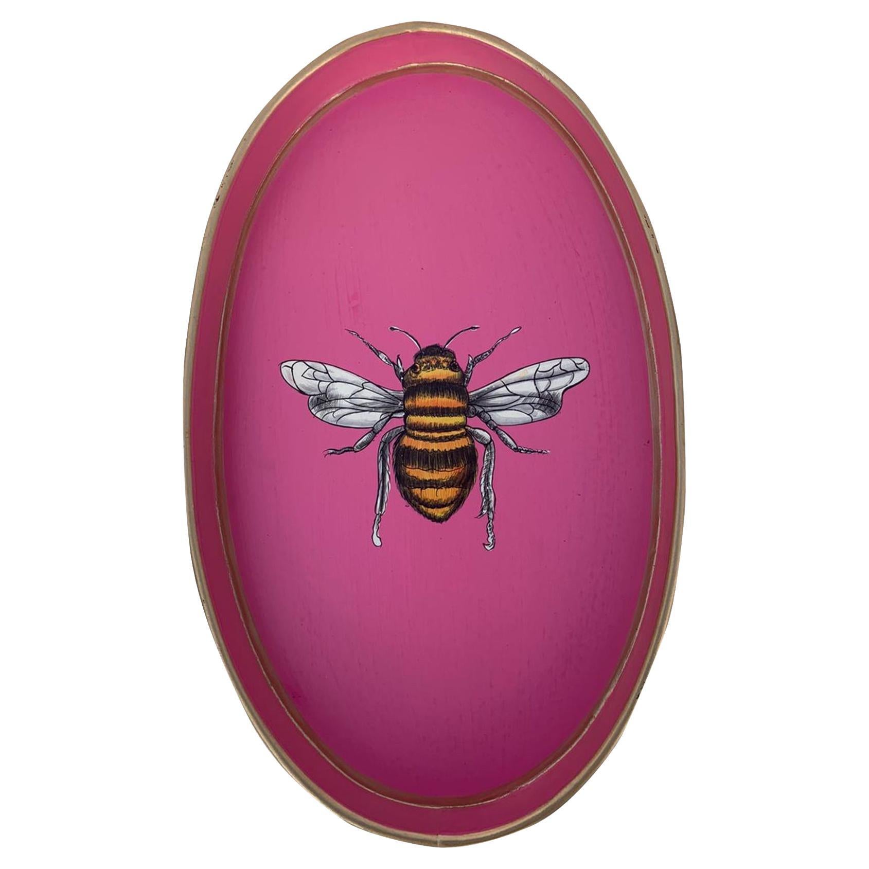 Handpainted Decorative Iron tray Bee For Sale
