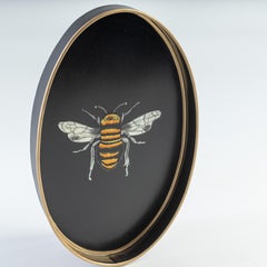 Handbemaltes dekoratives Eisentablett – schwarze Biene, handbemalt
