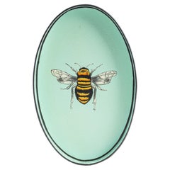 Bandeja de Hierro Decorativa Pintada a Mano - Abeja Azul