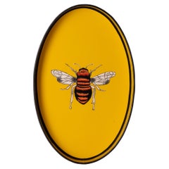 Vassoio decorativo in ferro dipinto a mano - Ape gialla