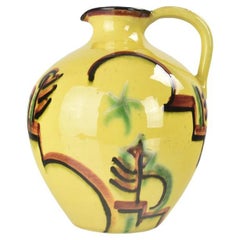 Handpainted German Bauhaus Era Pottery Jug Vase - Suprematist Art Deco Design