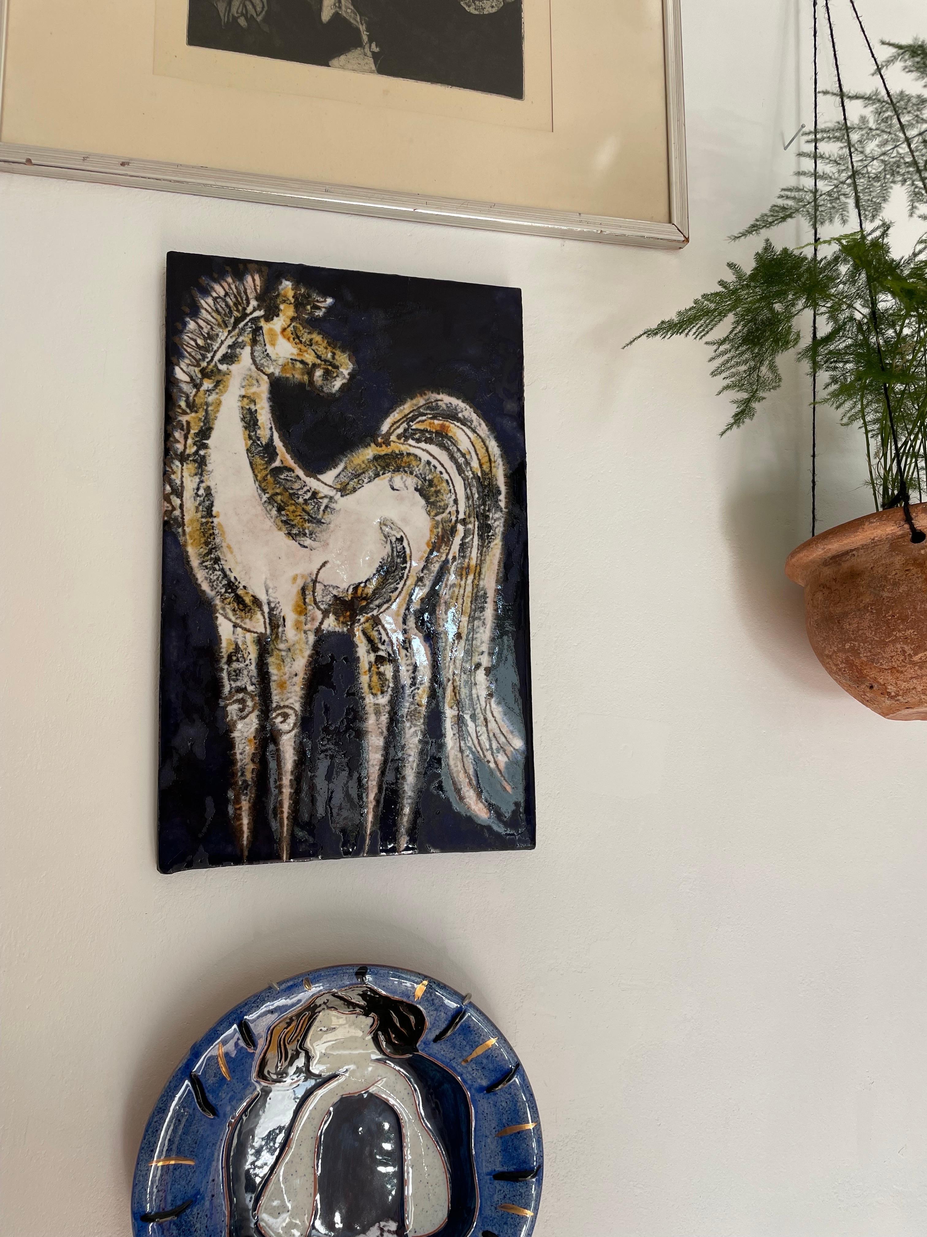Décoration murale en céramique à motif de cheval Ruscha, années 1960 en vente 3
