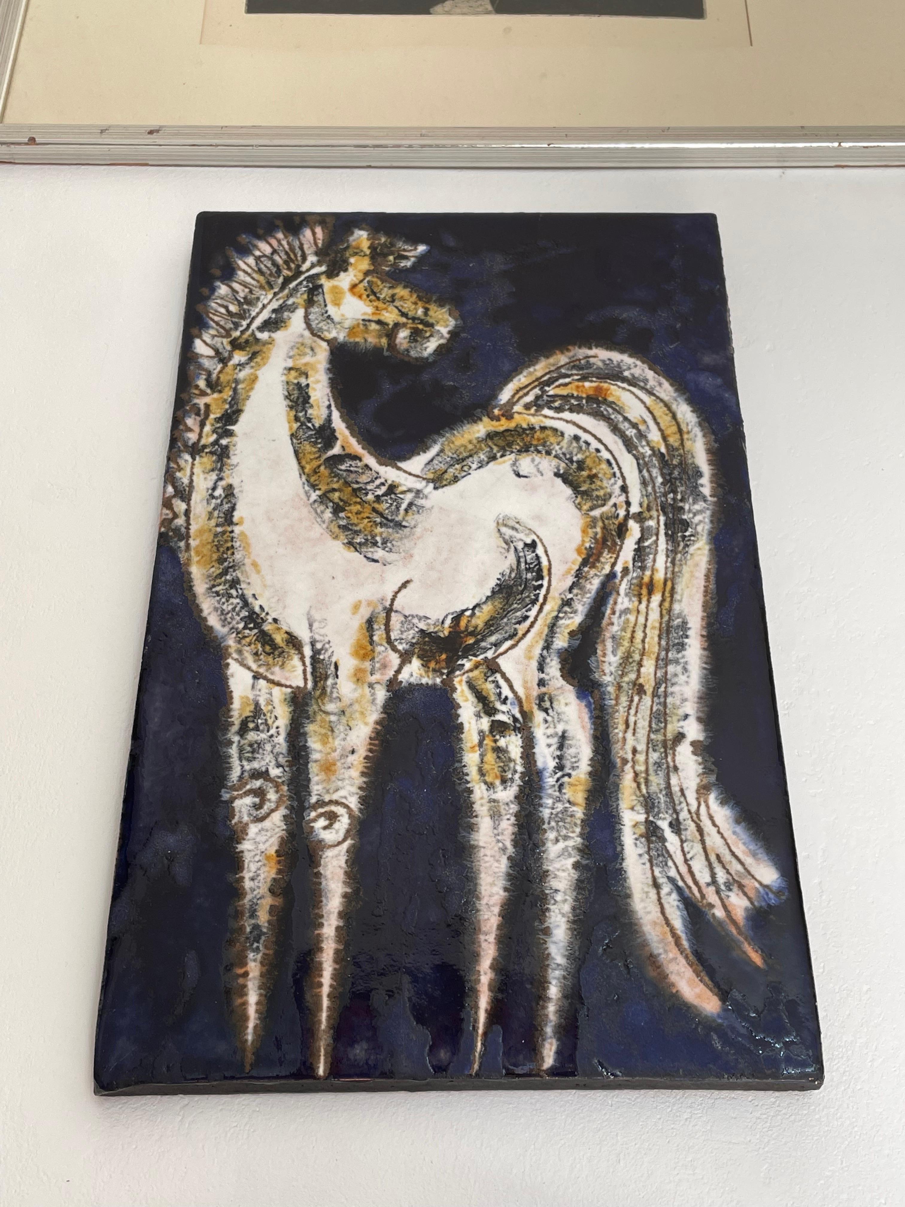 XX secolo Piatto da parete in ceramica con motivo a cavallo di Ruscha, anni '60 in vendita