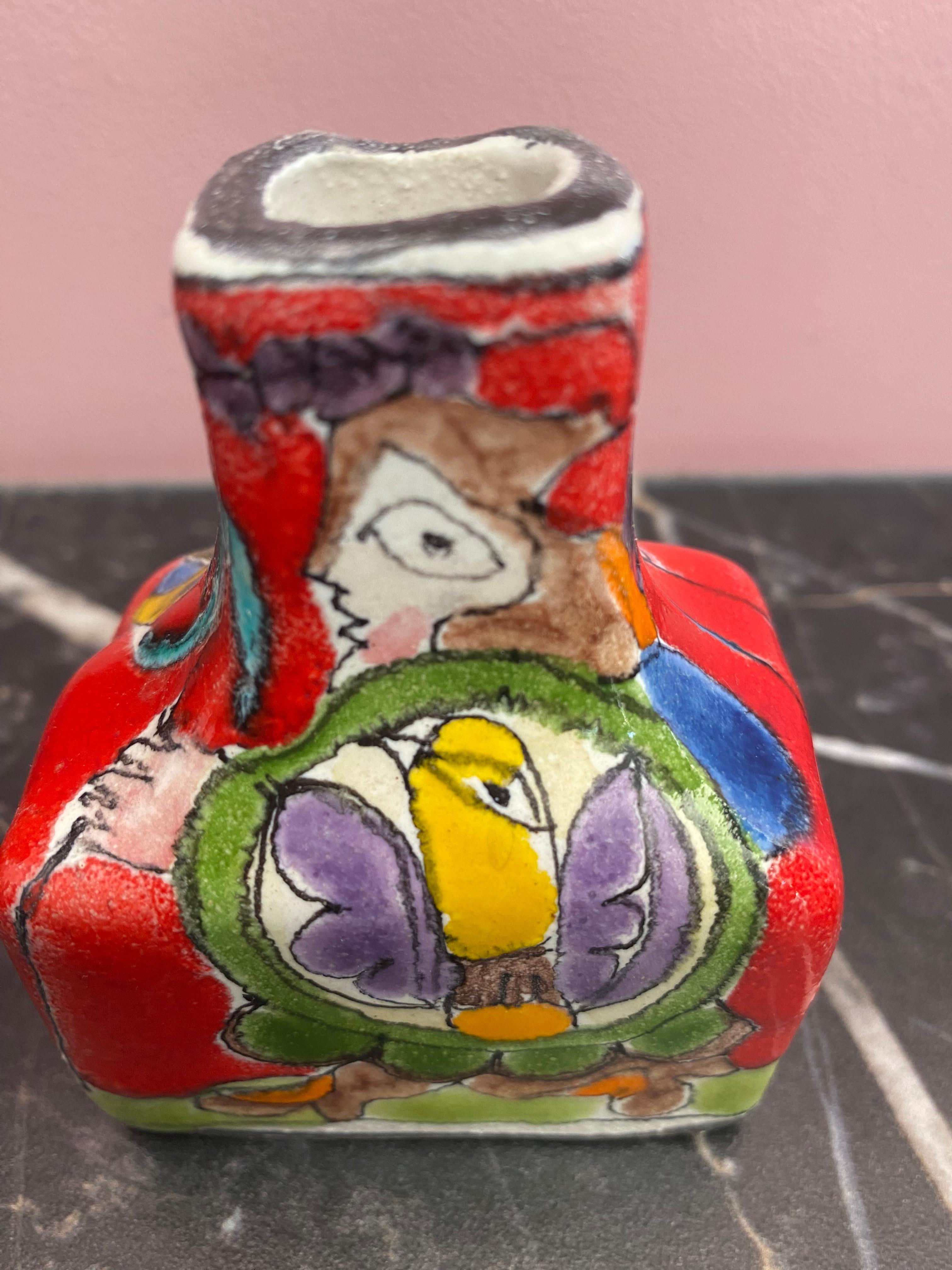 Mini jarrón italiano pintado a mano por Giovanni DeSimone Italia Moderno de mediados de siglo en venta