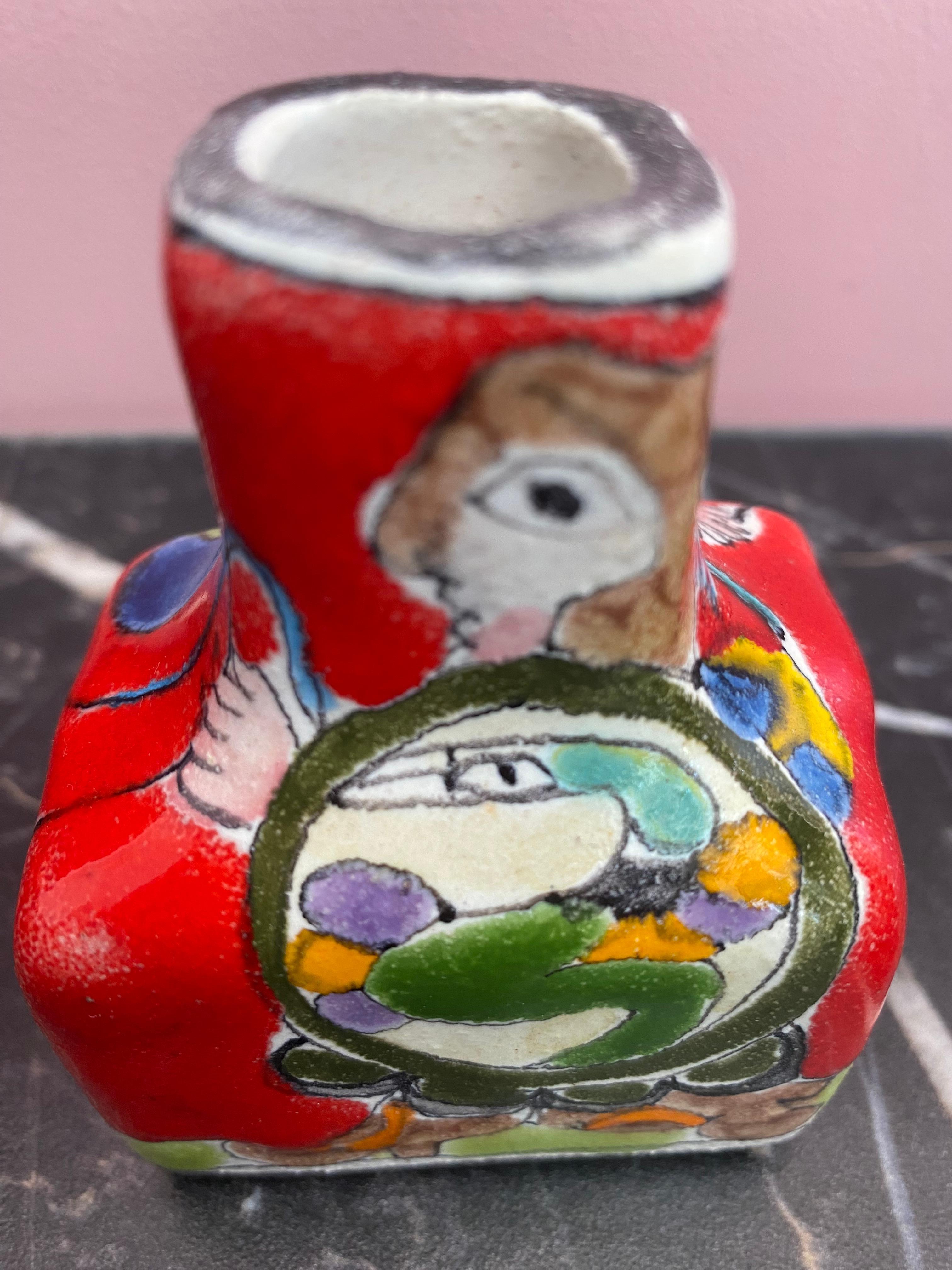 Mini jarrón italiano pintado a mano por Giovanni DeSimone Italia mediados del siglo XX en venta