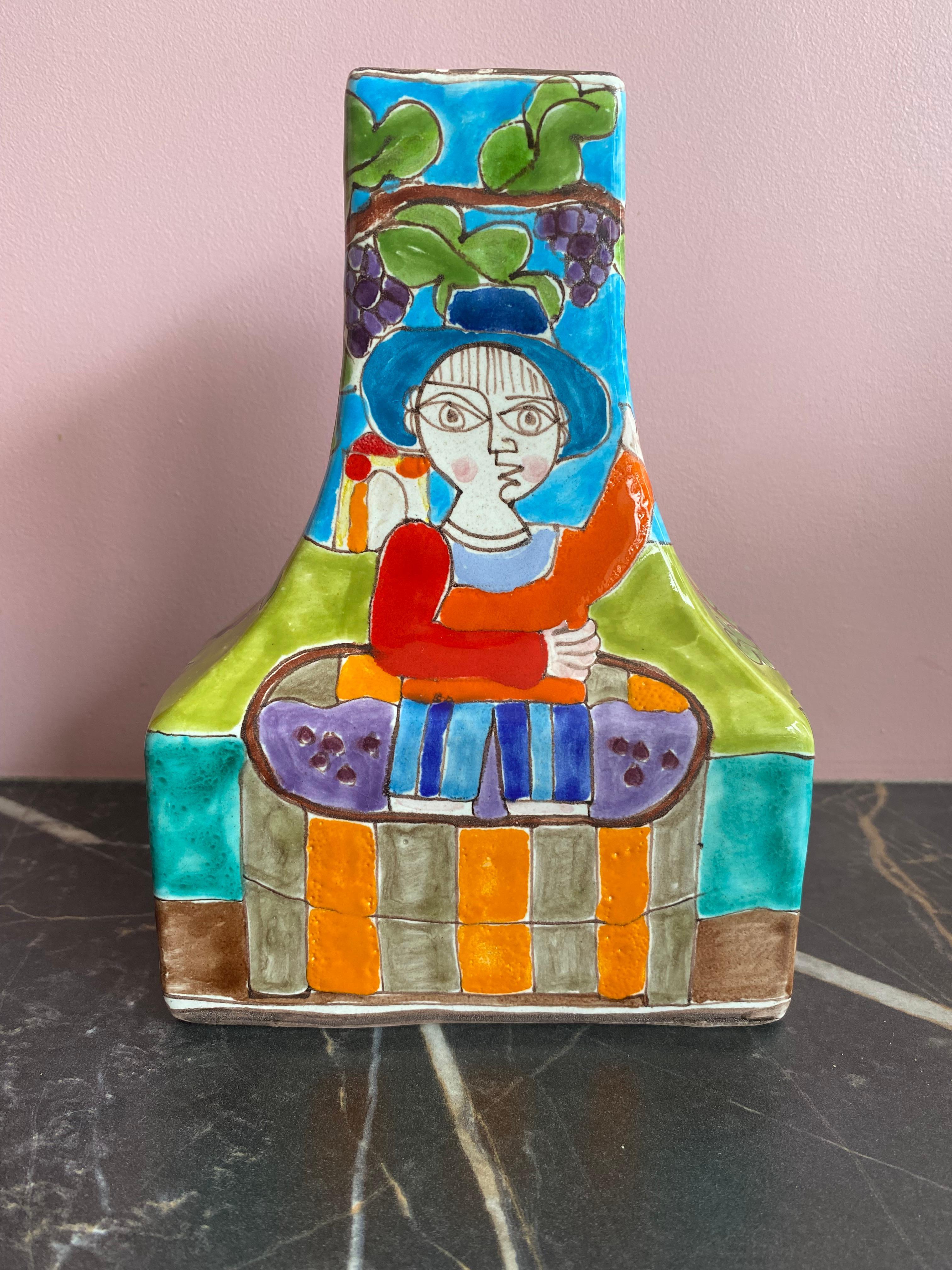 Jarrón italiano pintado a mano por Giovanni DeSimone Italia Cerámico en venta