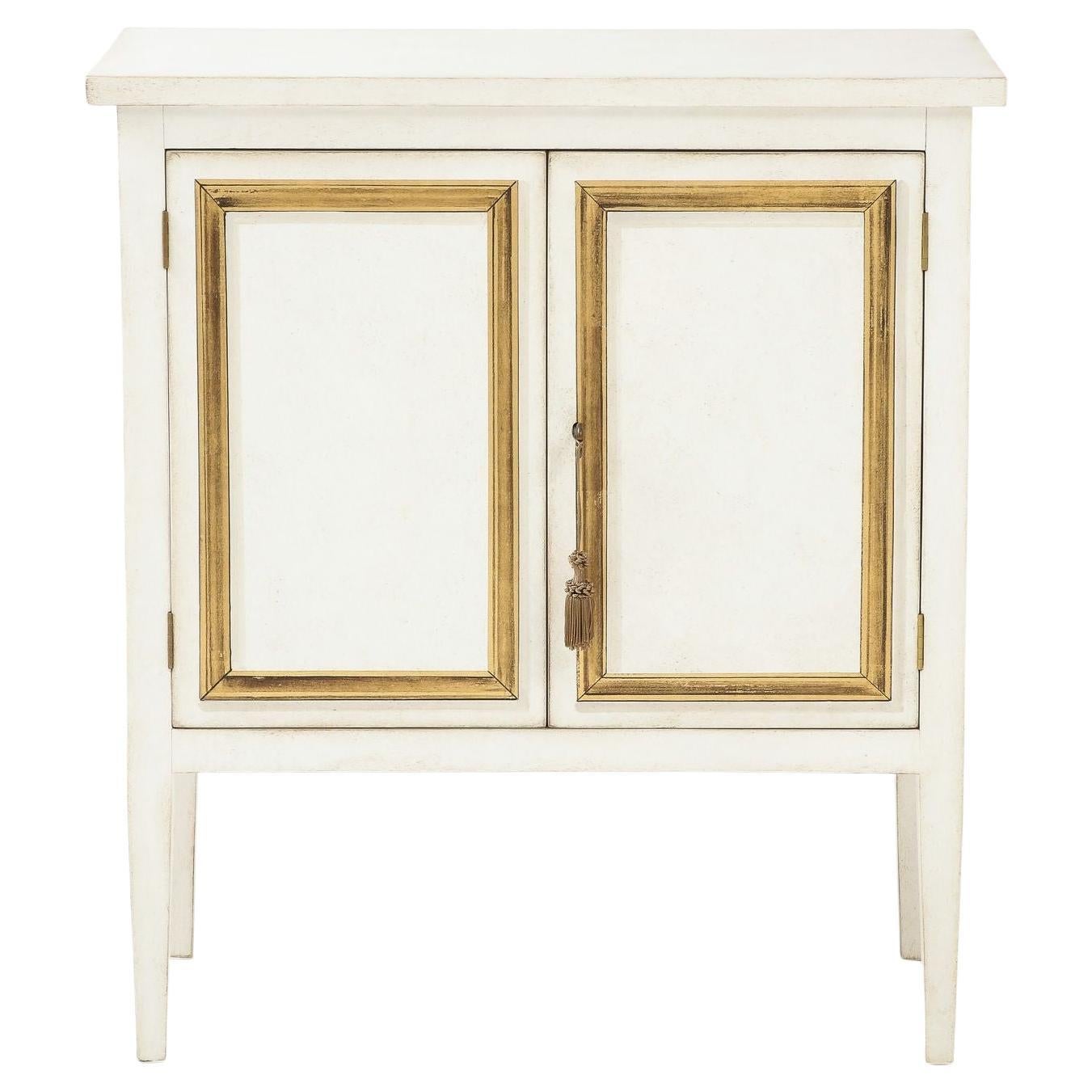Handpainted Ivory and Gold Trompe l'oeil Cabinet or Nightstand, 21st C. For Sale