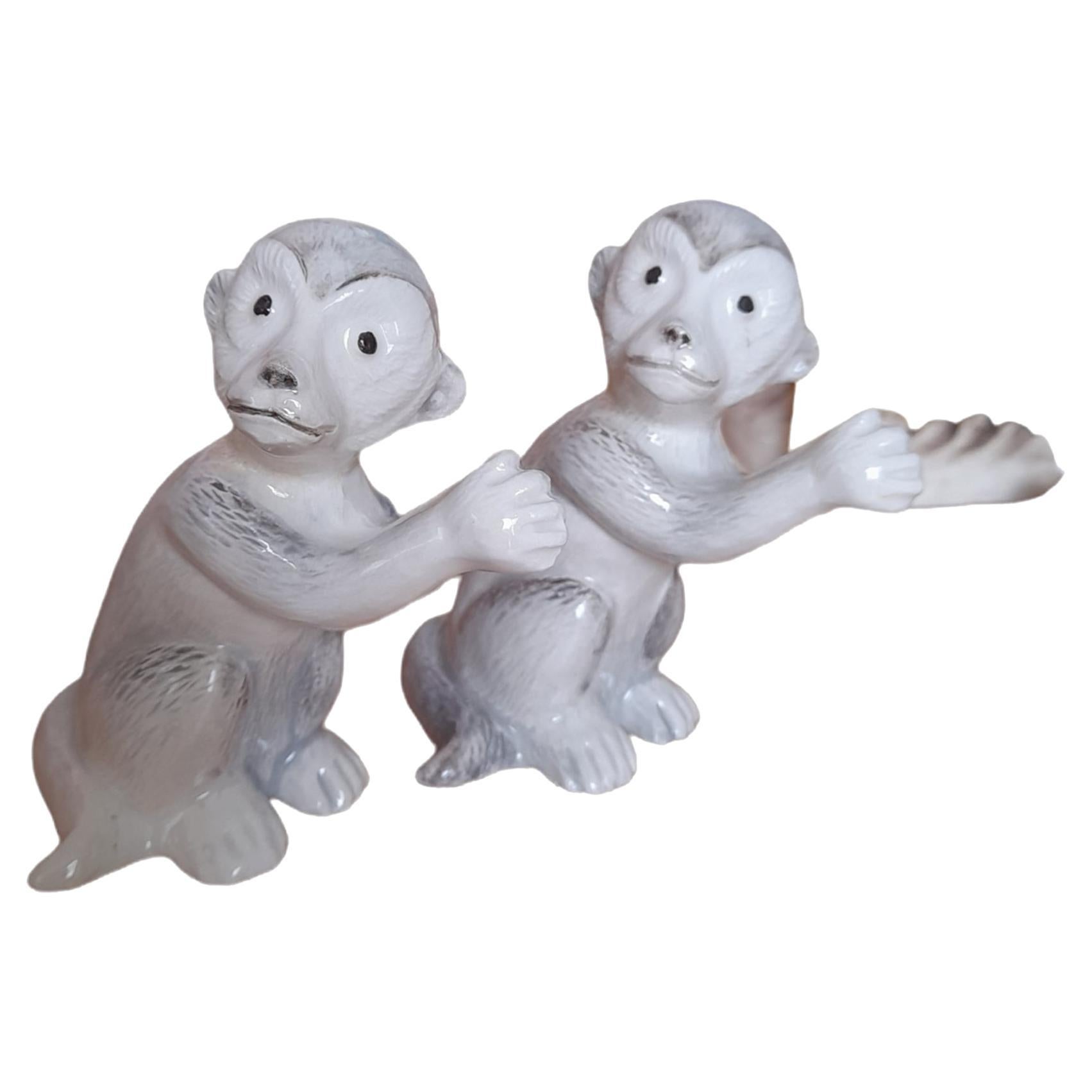 Hand Painted Monkeys Salt&Pepper Made in Italy Set of 2