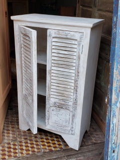 Handpainted Moroccan Cabinet Using White-Washed Window Shutters