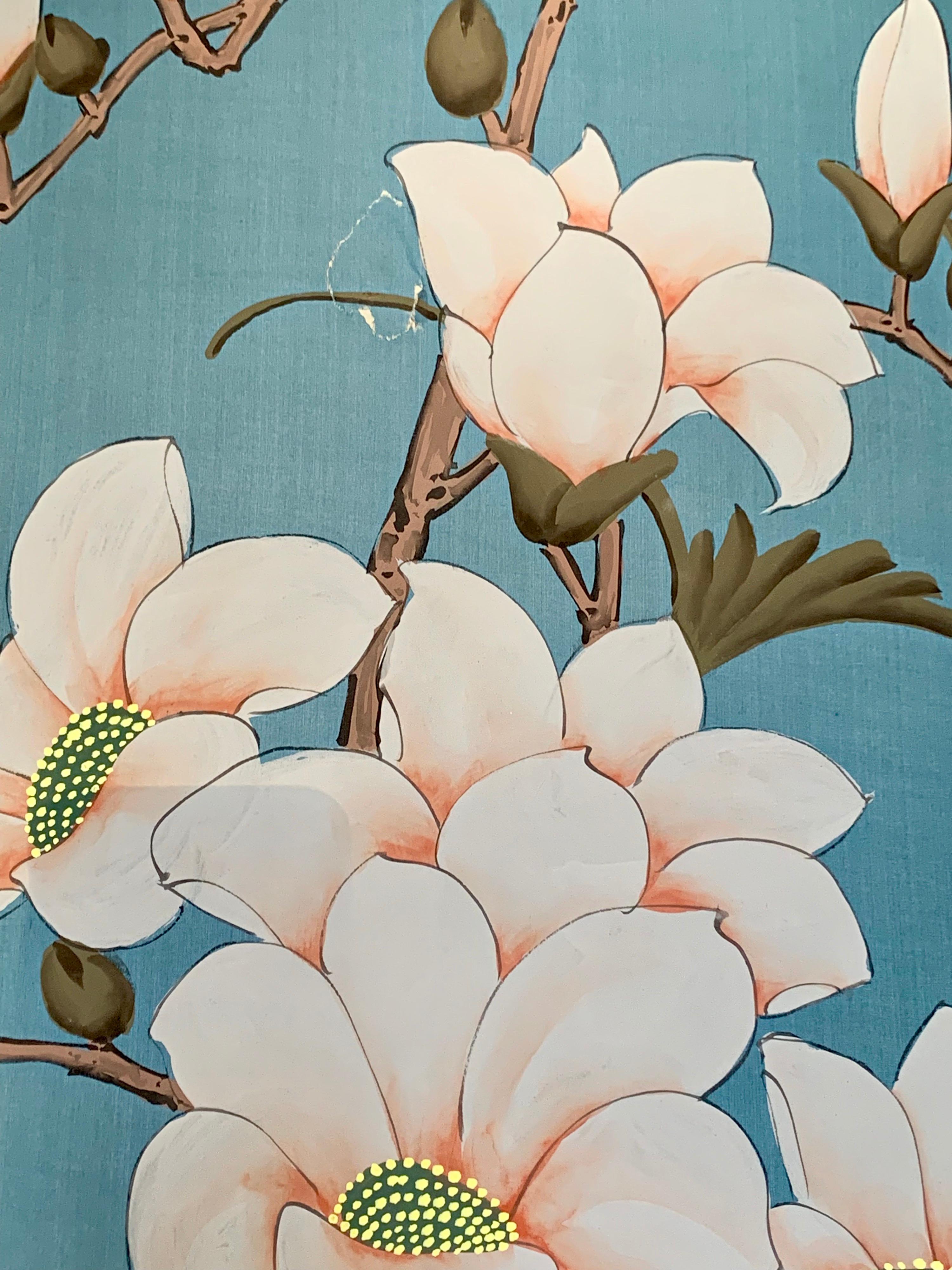 Handpainted on Silk Screen Six-Panel 1940s Coromandel Painting Chinese In Good Condition In West Hartford, CT