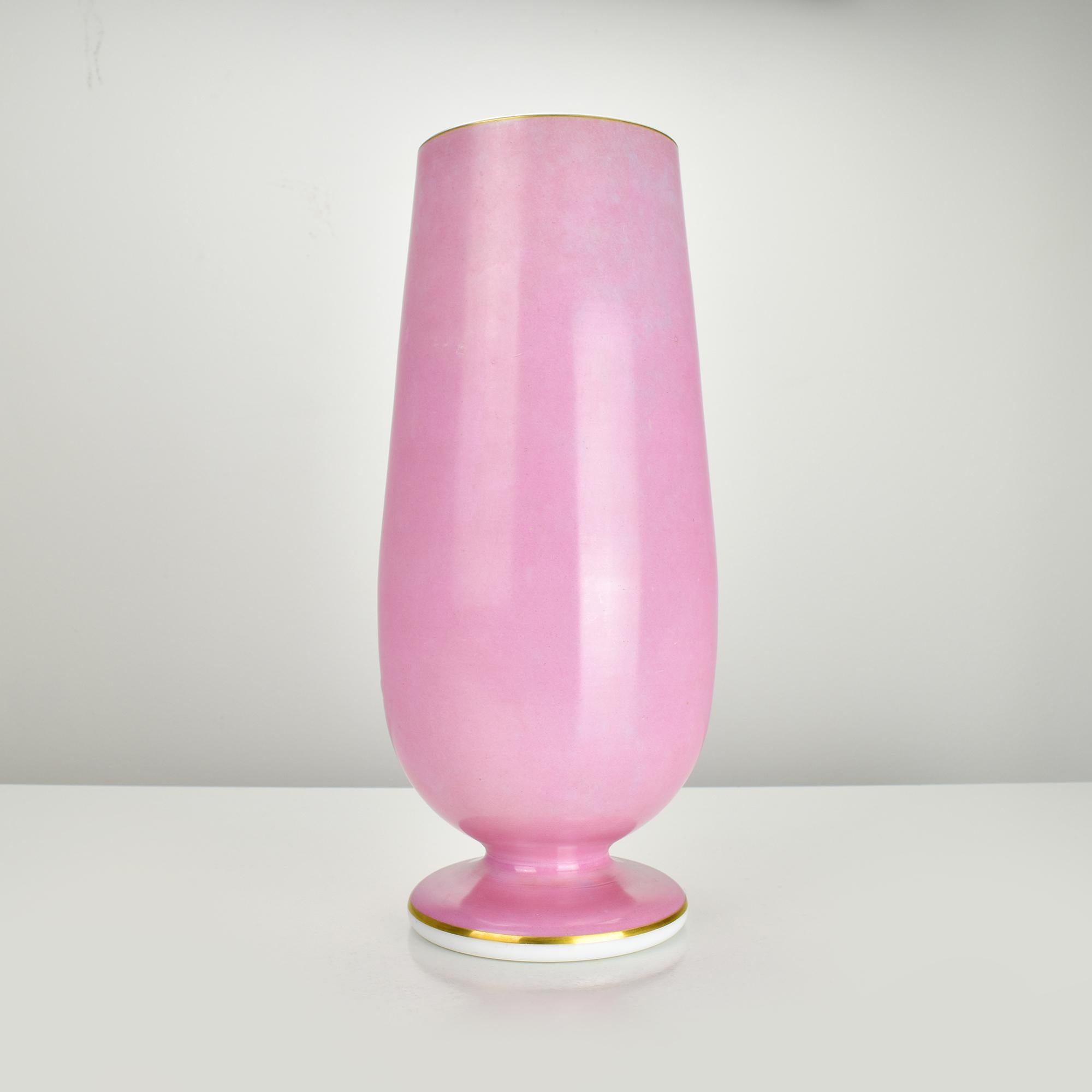 Handbemalte Vase aus rosa Opalglas mit Zitronen und Zitronenschalen, 19. Jahrhundert im Zustand „Gut“ im Angebot in Bad Säckingen, DE