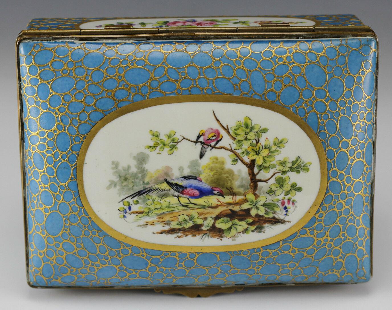 Hand-Painted Handpainted Porcelain and Gilt Bronze Jewelry Box Sevres, Features Pheasant For Sale