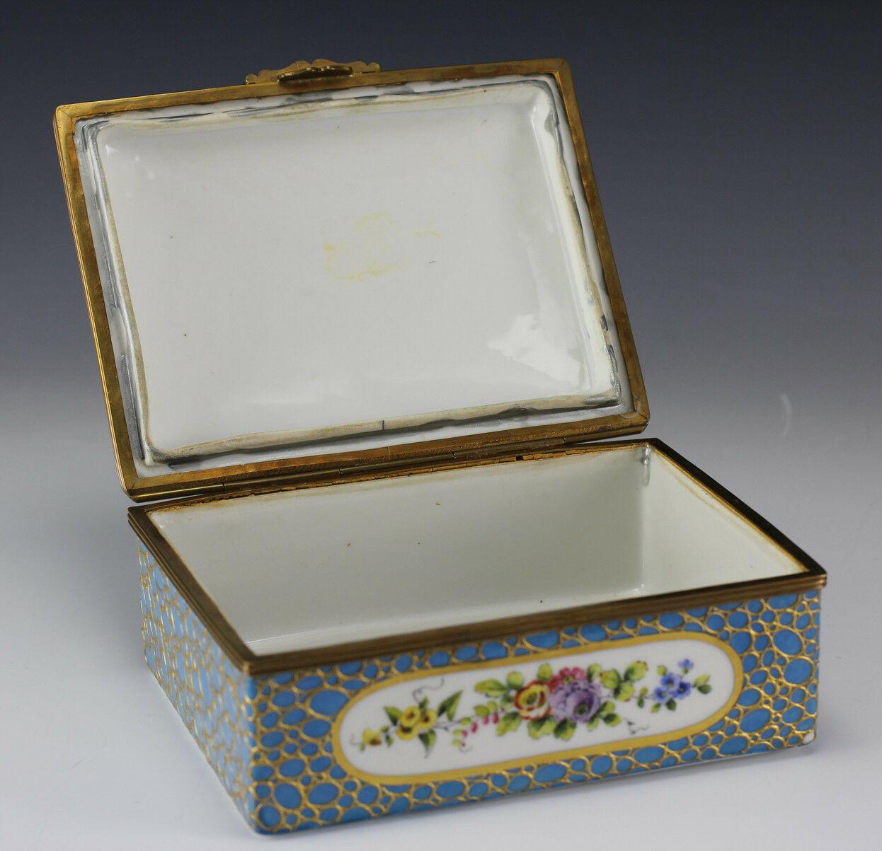 20th Century Handpainted Porcelain and Gilt Bronze Jewelry Box Sevres, Features Pheasant For Sale