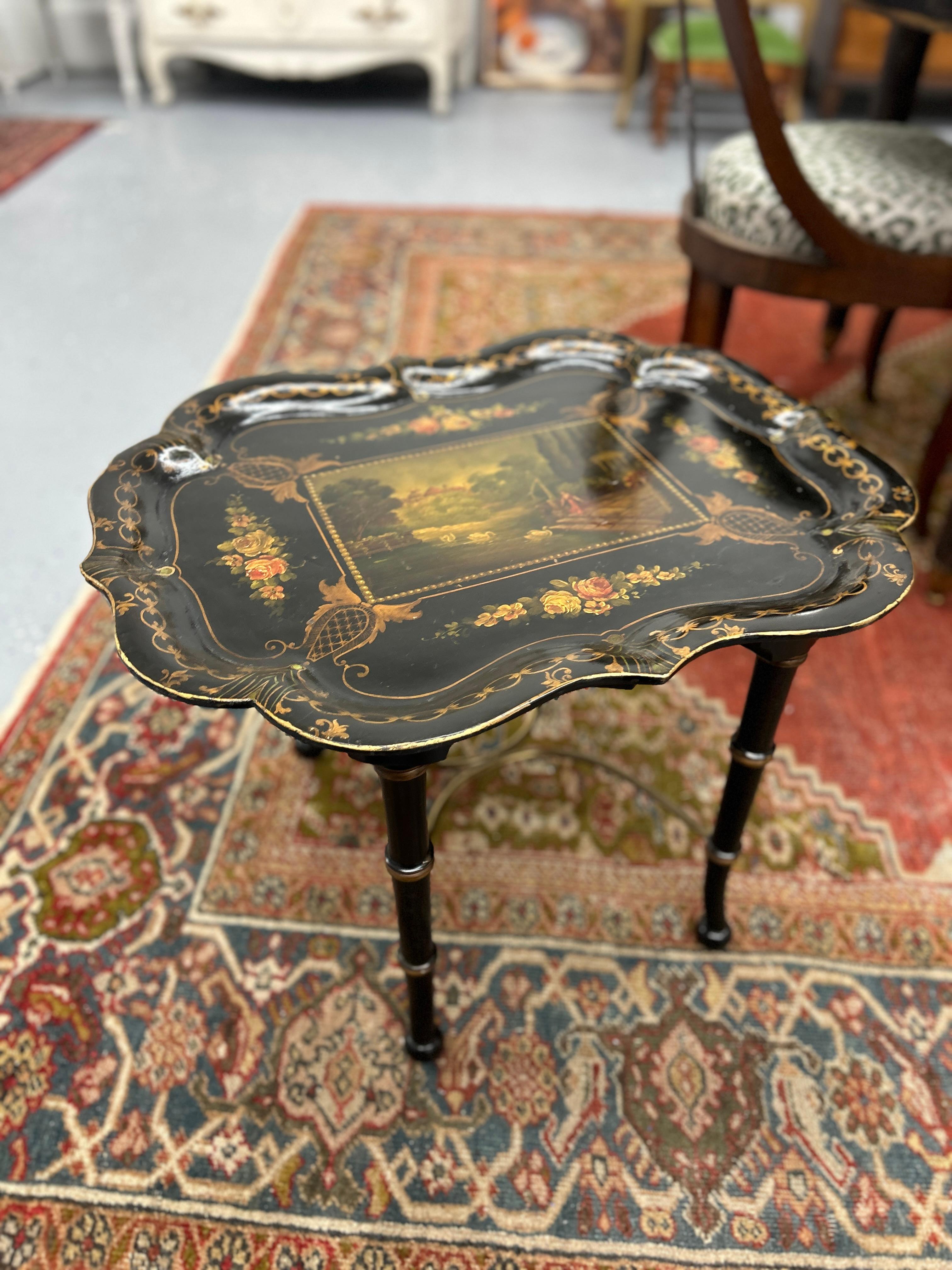 20th Century Handpainted tea table  For Sale