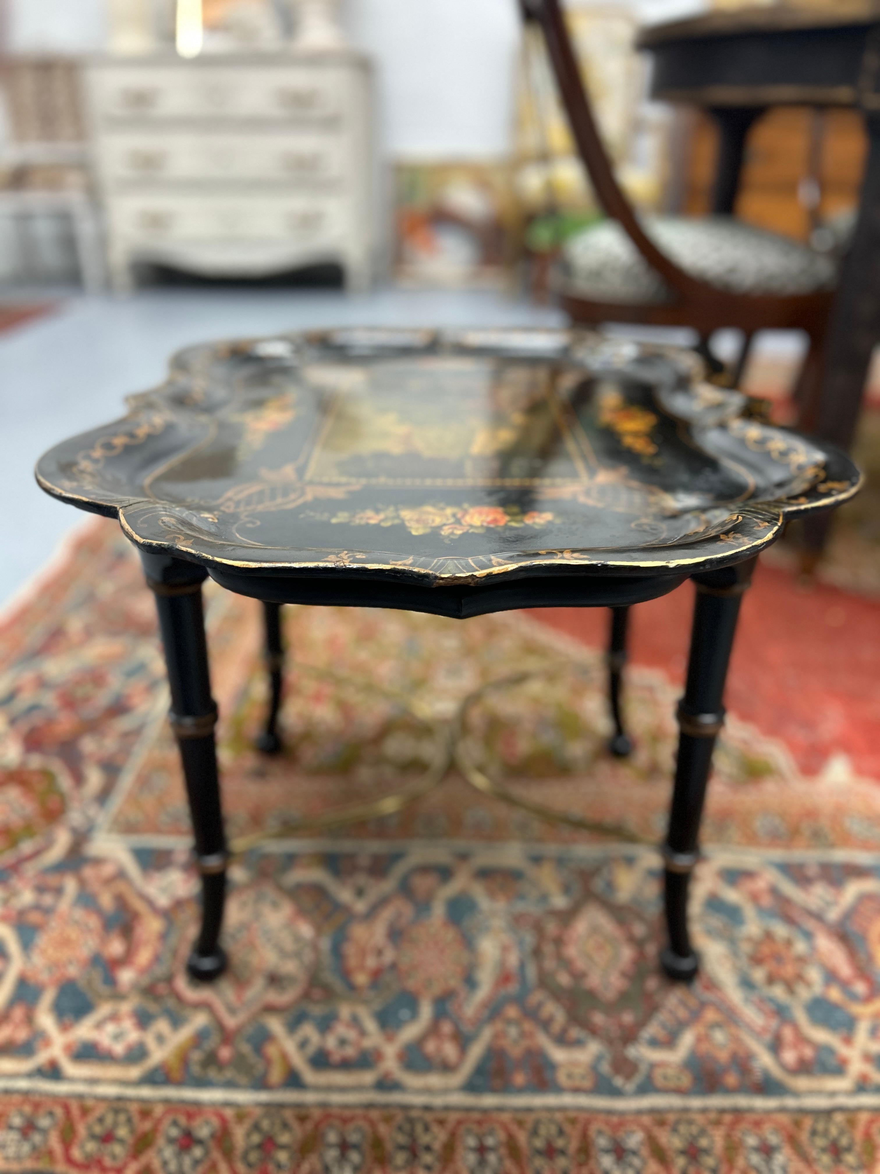 Fruitwood Handpainted tea table  For Sale