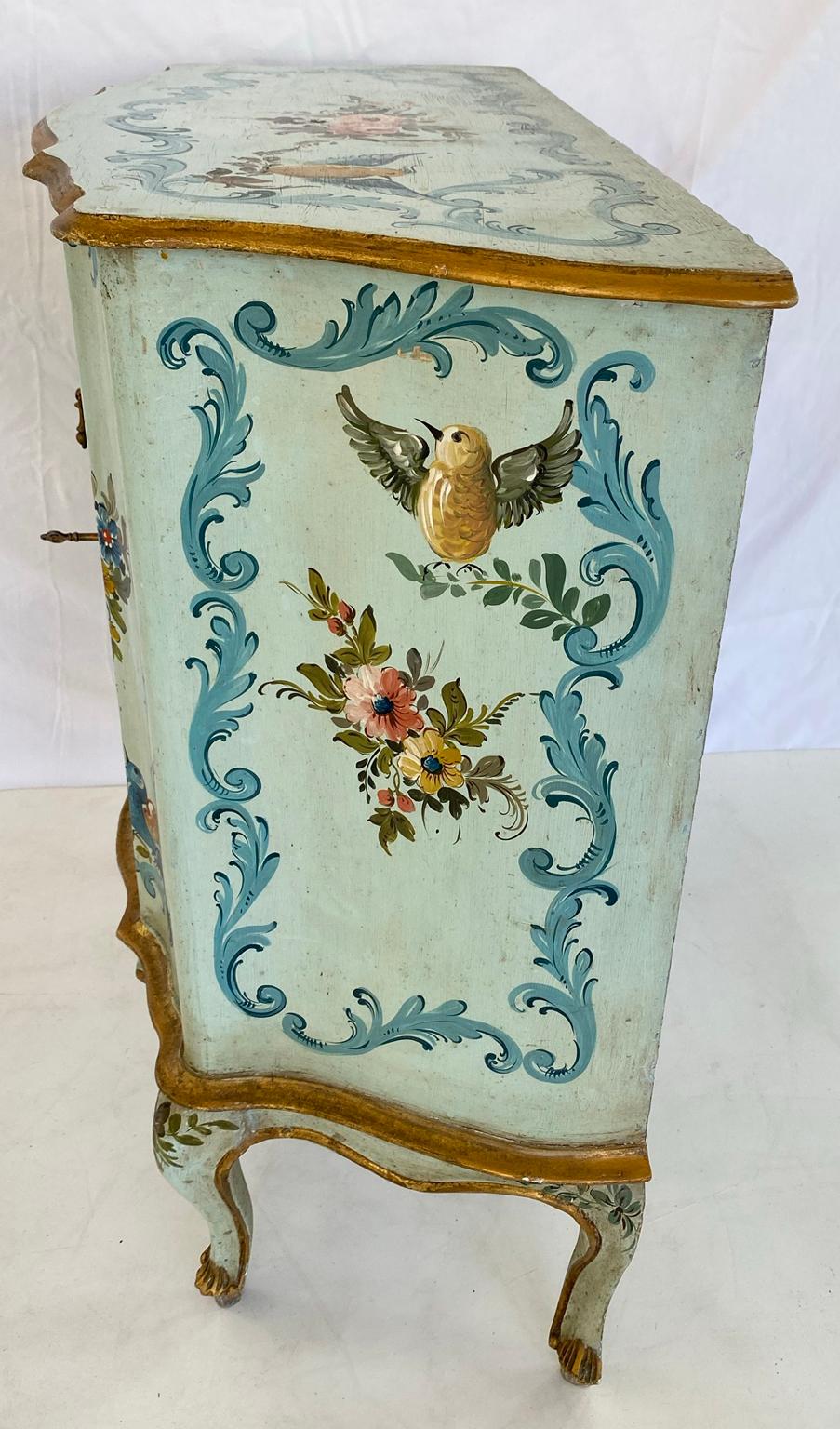 20th Century Handpainted Venetian Credenza Cabinet For Sale