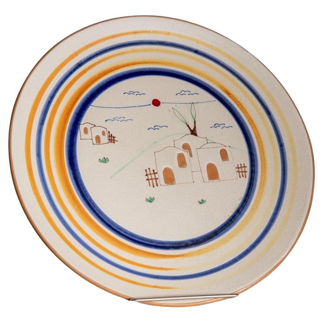 Handbemalter Vintage-Keramik-Wandteller, Italien, 1980er Jahre