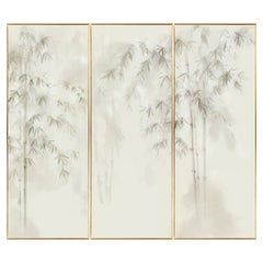 Set von drei handbemalten Wandteppichen „Bamboo Forest“
