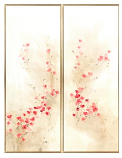 Peinture murale peinte à la main « Poppy », lot de deux