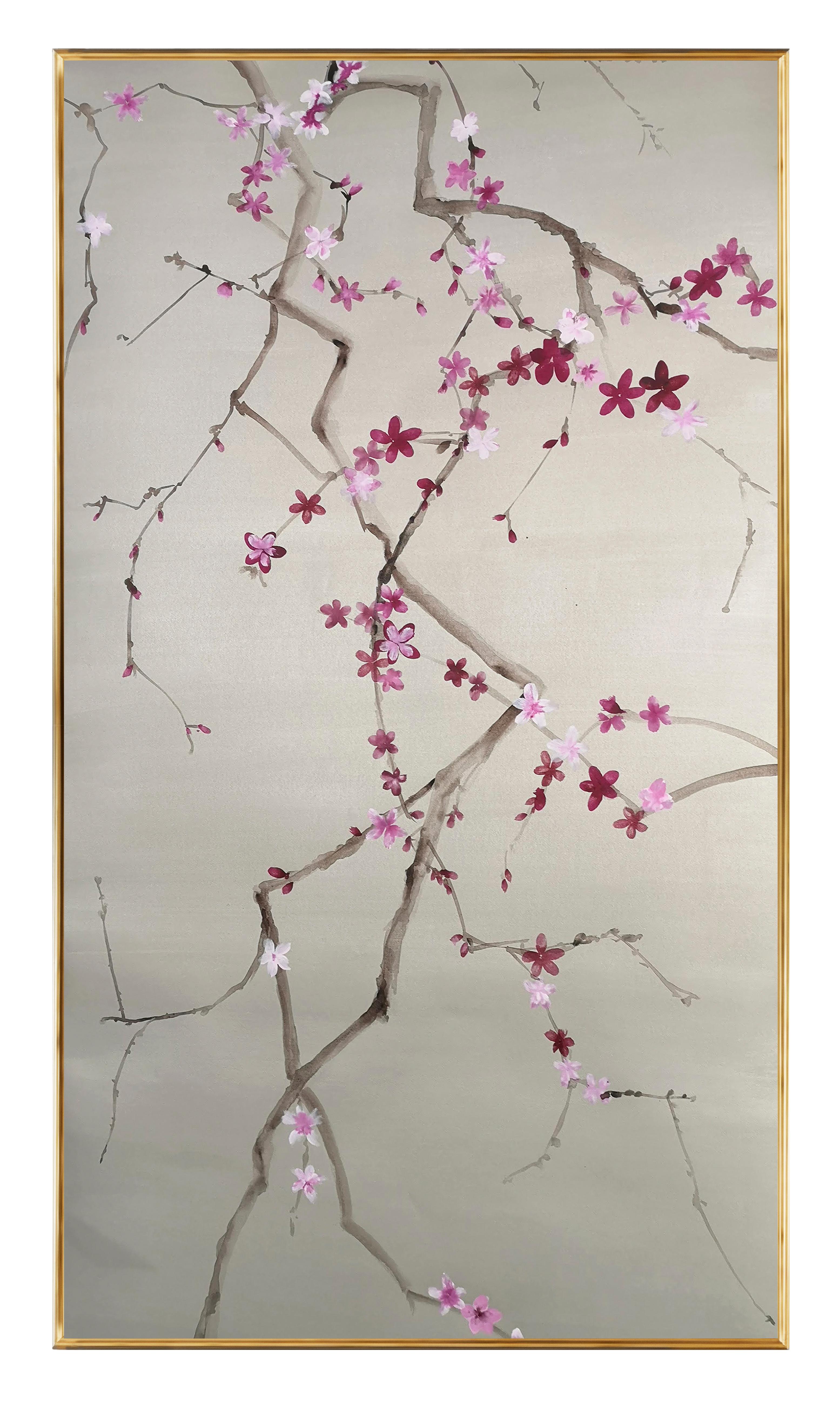 Handbemalte Wandleuchter „Sakura“, Dreier-Set (Handgefertigt) im Angebot