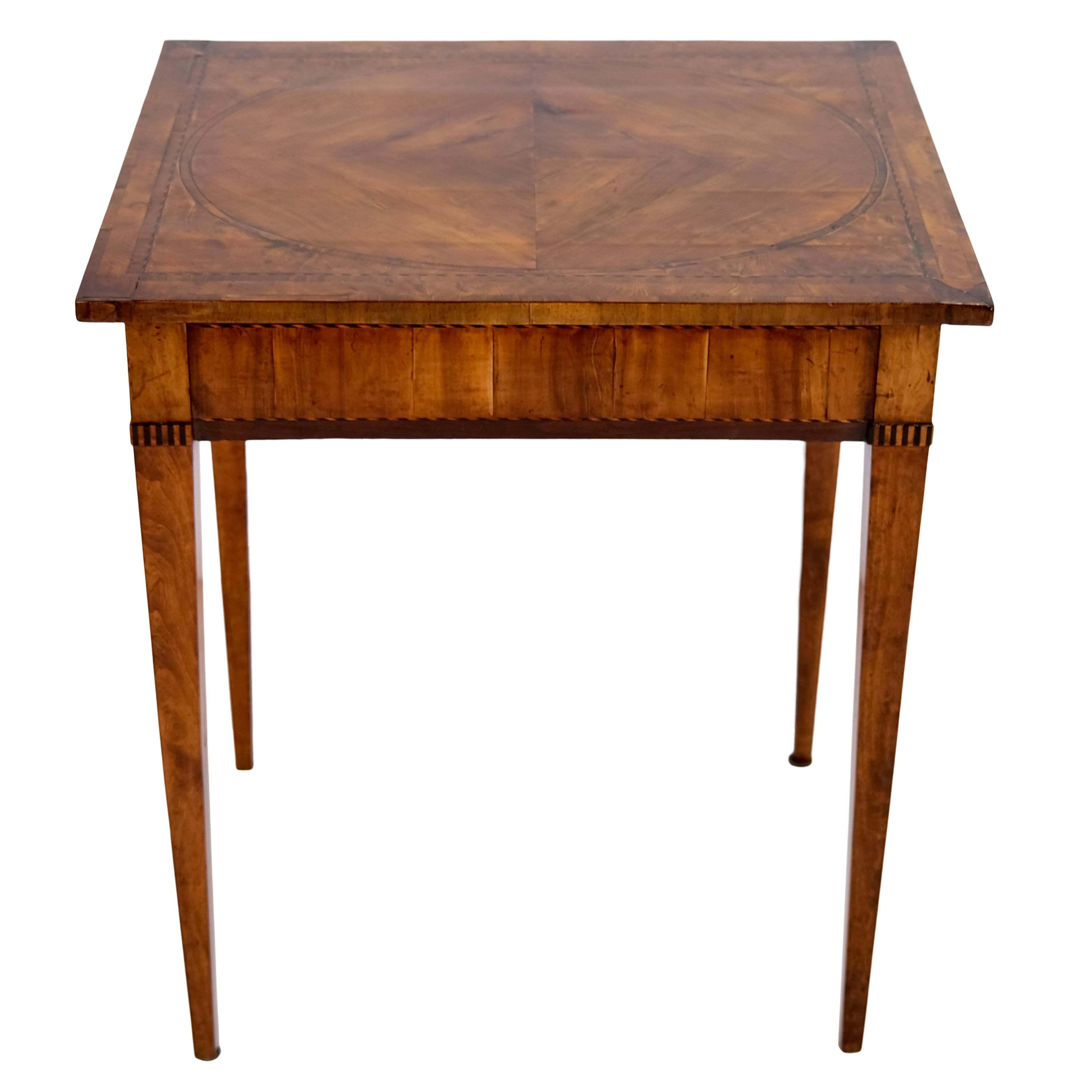 Louis XVI side table in cherry wood
Cherry, other fruitwoods and ash, shellac hand polished

Original Louis XVI (also: Louis-seize), France around 1780

Dimensions:
Width: 67 cm
height: 78 cm
Depth: 53 cm.