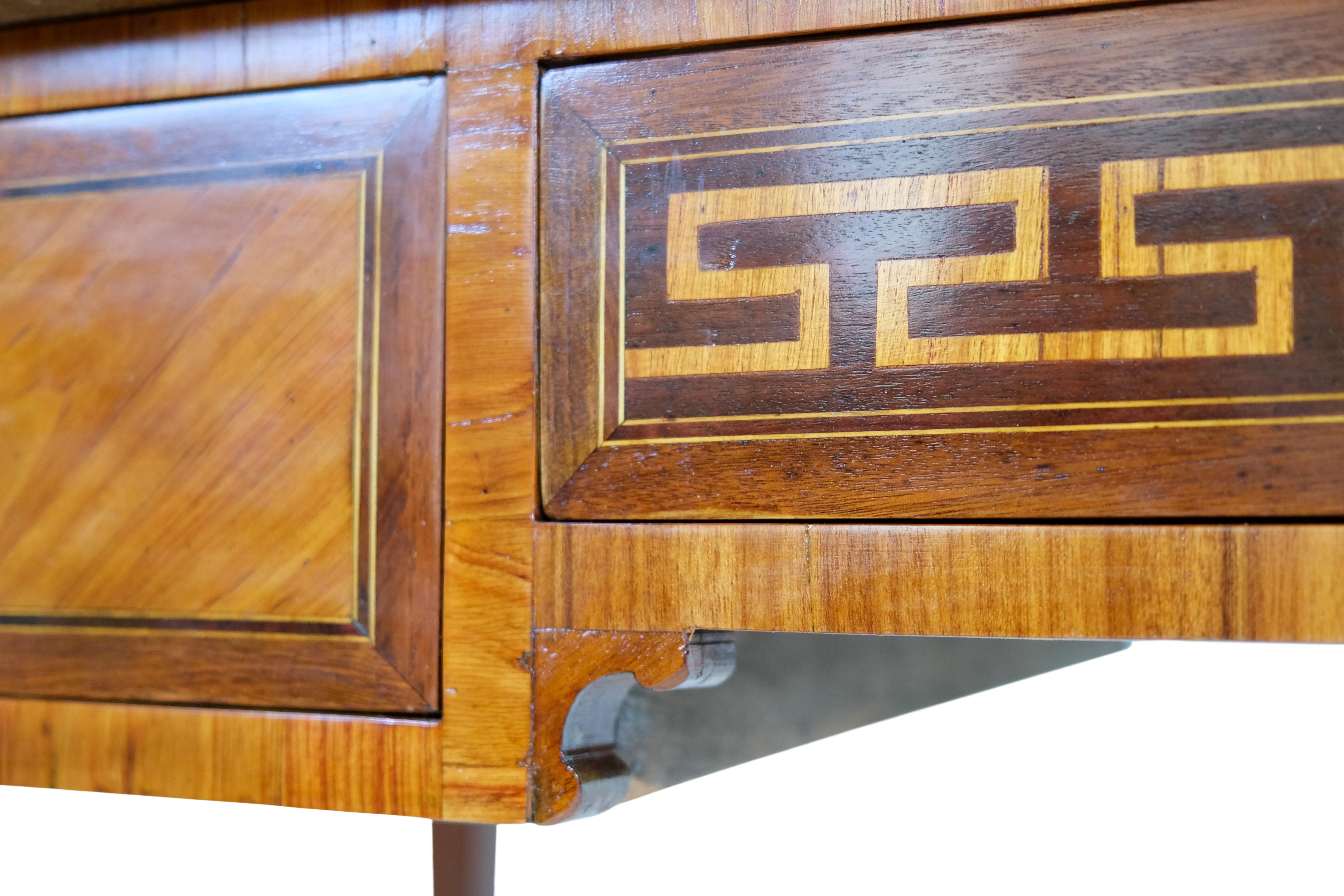 Handpolished 1830s Louis Seize XVI Desk with Green Leather Tabletop 4