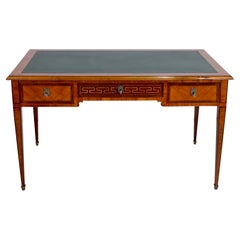 Handpolished 1830s Louis Seize XVI Desk with Green Leather Tabletop