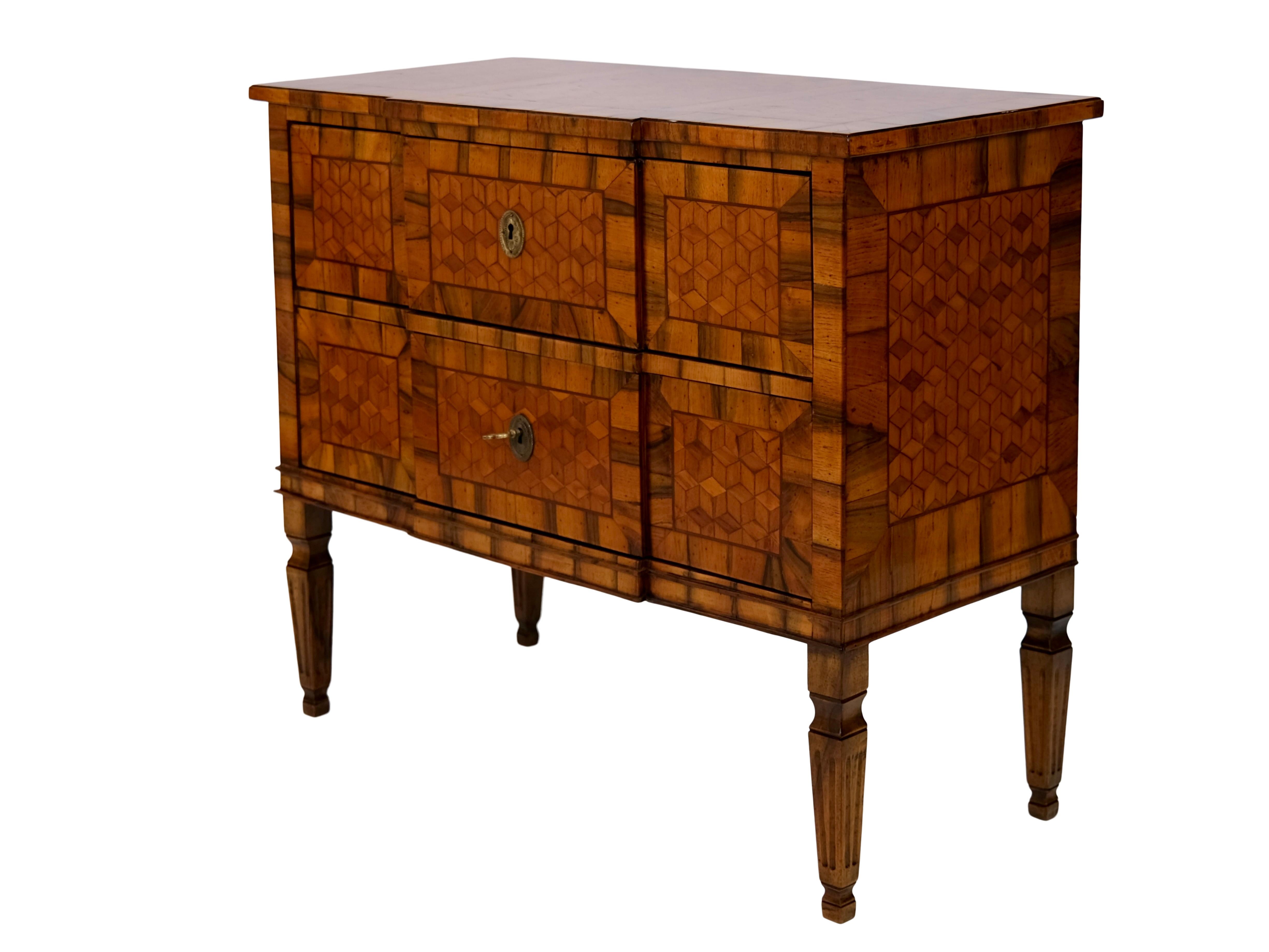 Louis XVI Handpolished 1830s Louis Seize XVI Style Chest of Drawers in Nutwood