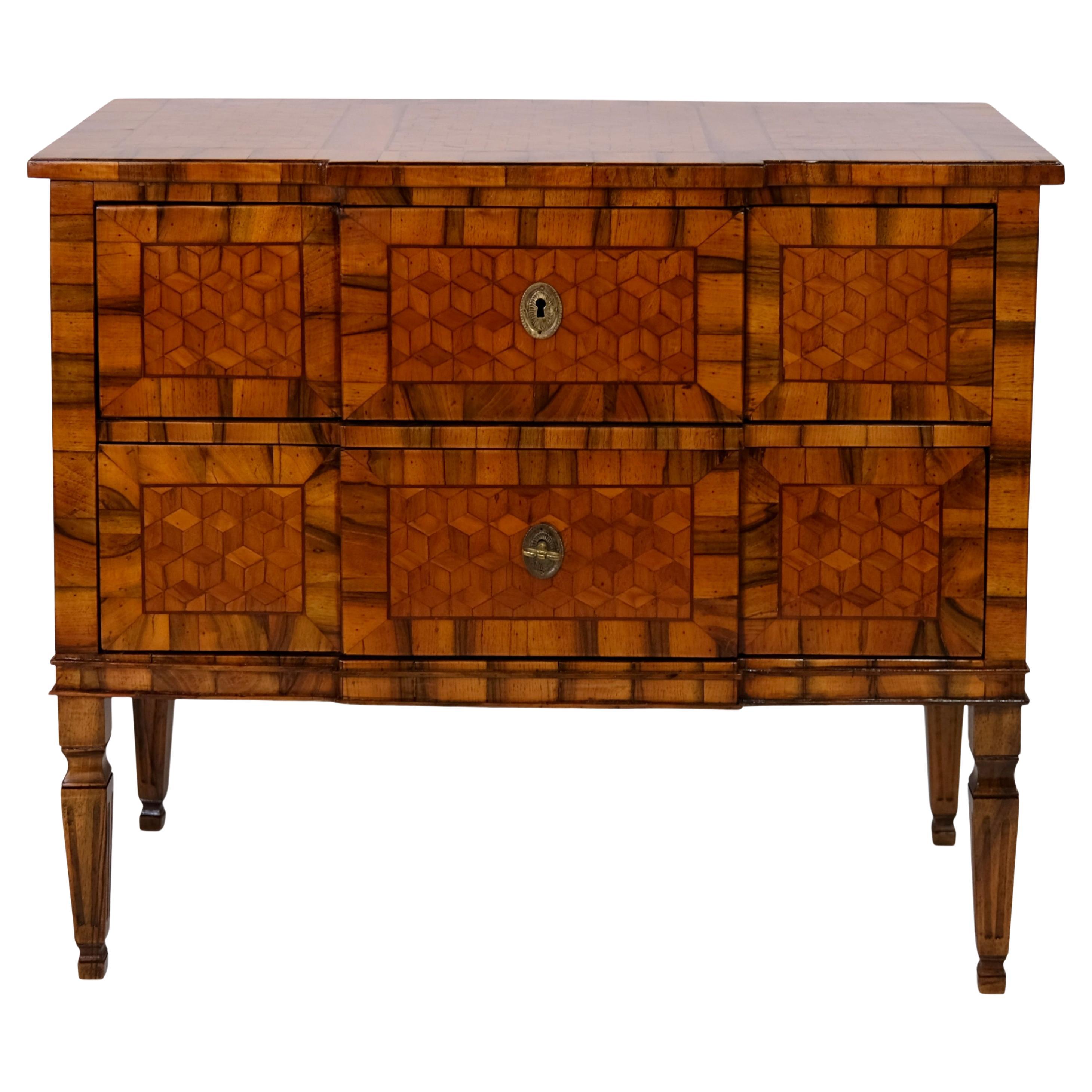 Handpolished 1830s Louis Seize XVI Style Chest of Drawers in Nutwood