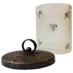 Handprinted Used Marmelade Jar with Flowers from Holmegaard