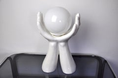 "Hands" Lamp in White Ceramic France 1980