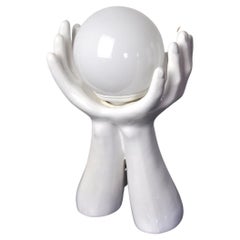 "Hands" Lamp in White Ceramic France 1980