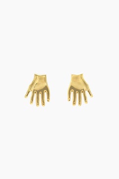 Hands Mini Earrings in 22k Gold Plated Bronze by SOPHIE SIMONE DESIGNS