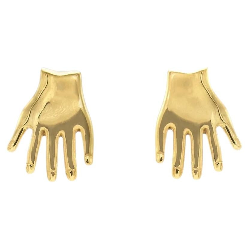 Hands Mini Earrings in 22k Gold Plated Bronze by SOPHIE SIMONE DESIGNS