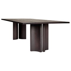 Contemporary Design Dining Table, Solid European Dark Brown Oak, Aperta by Mokko