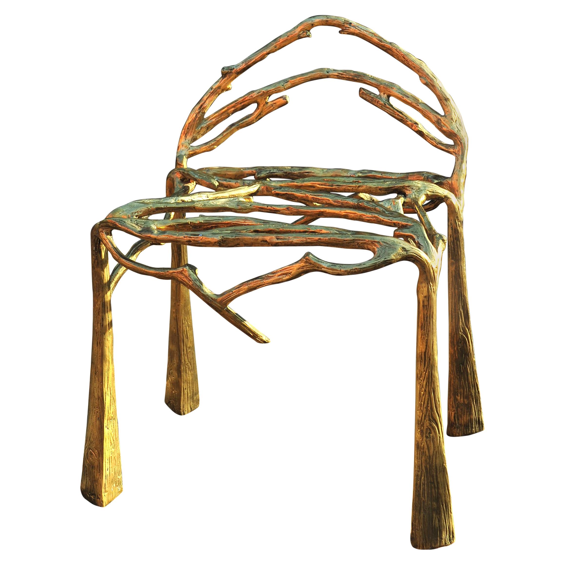 Handsculpted Brass Chair, Twigy, Masaya For Sale