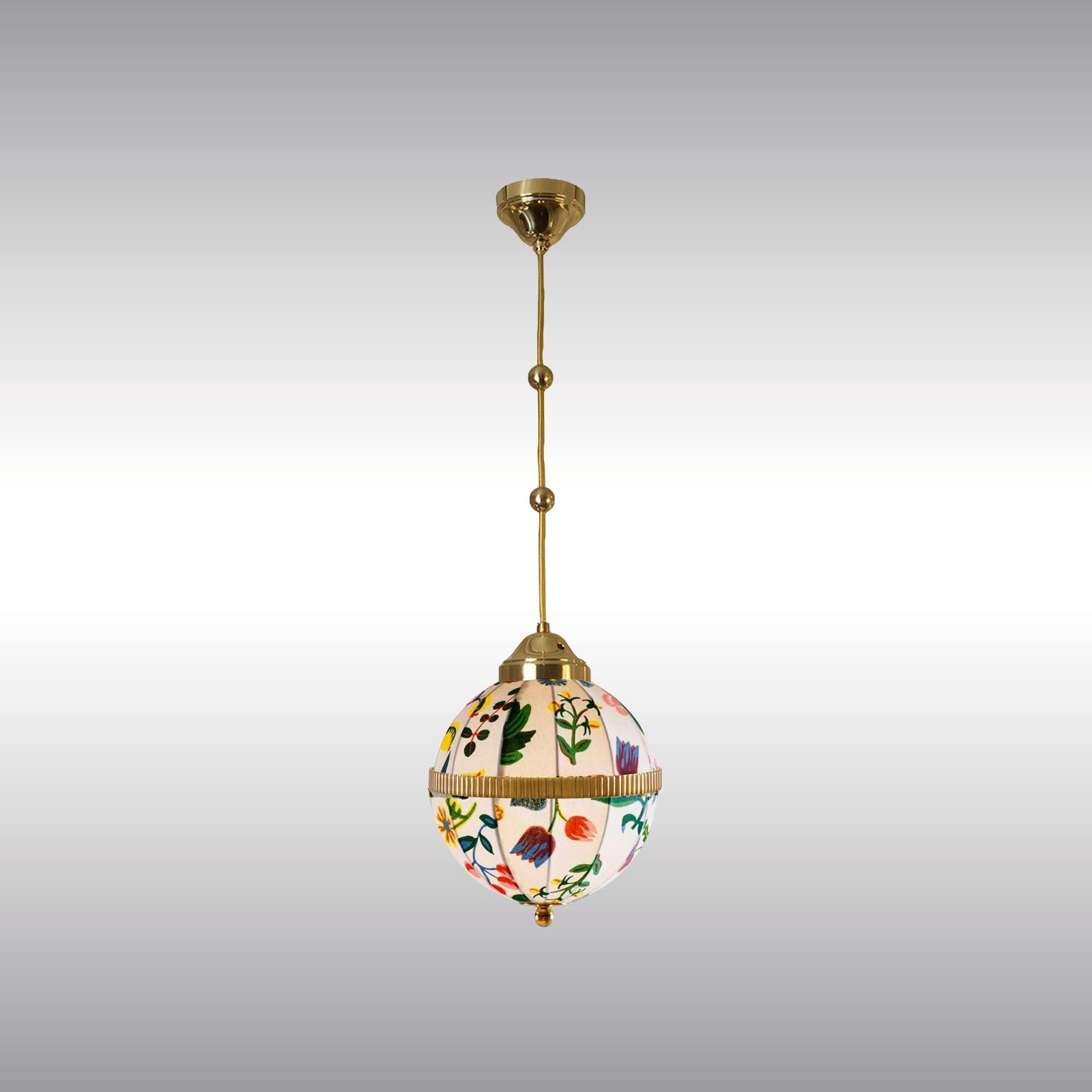 Mid-Century Modern Handsewn fabric shade pendant , design by Josef Frank for Svenskt Tenn For Sale