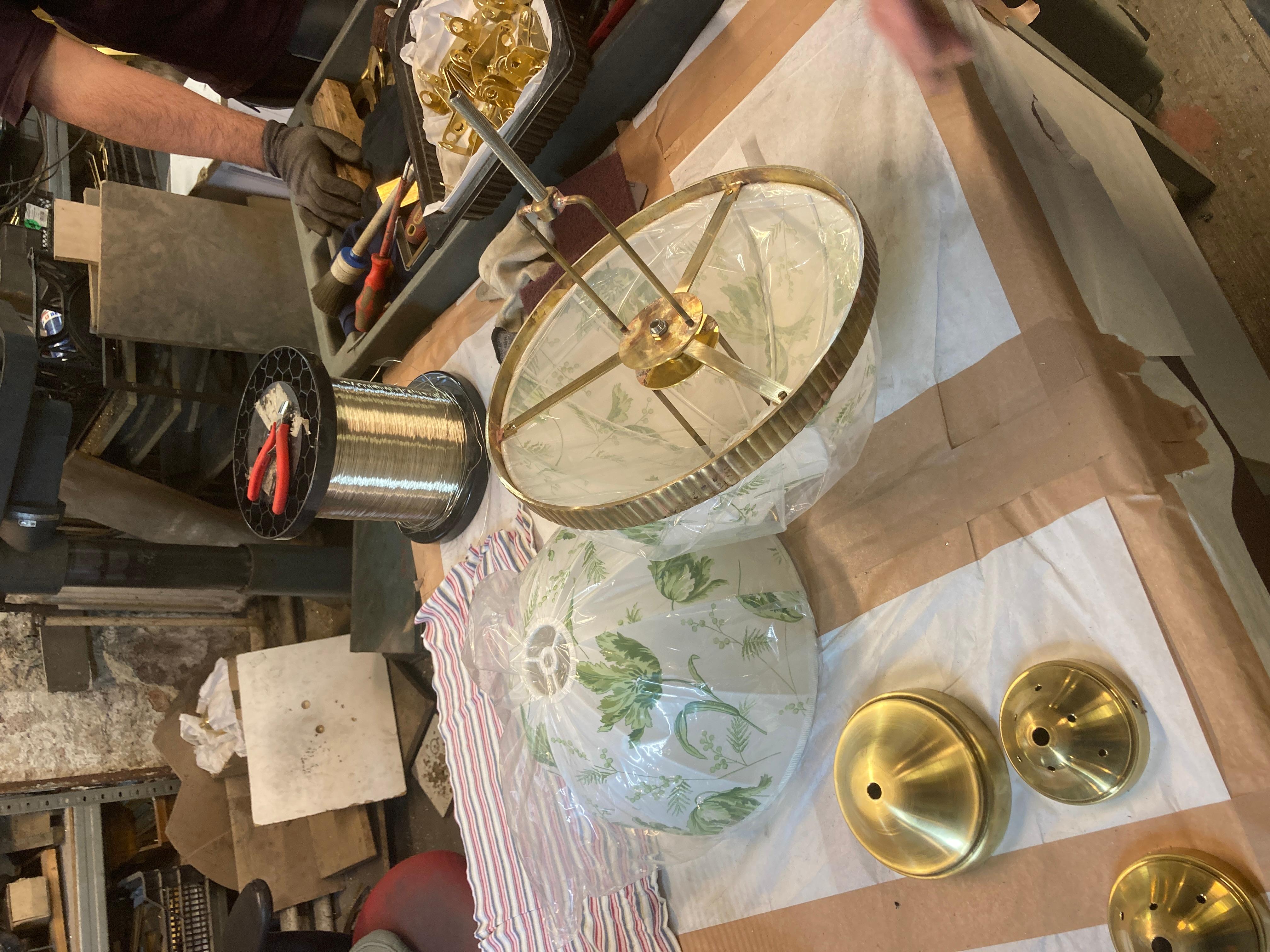 Hand-Crafted Handsewn fabric shade pendant , design by Josef Frank for Svenskt Tenn For Sale