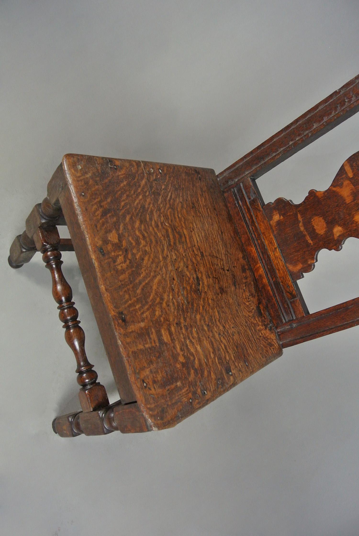 18th Century and Earlier Good 17th Century Back Stool Oak Side Chair c. 1675 For Sale