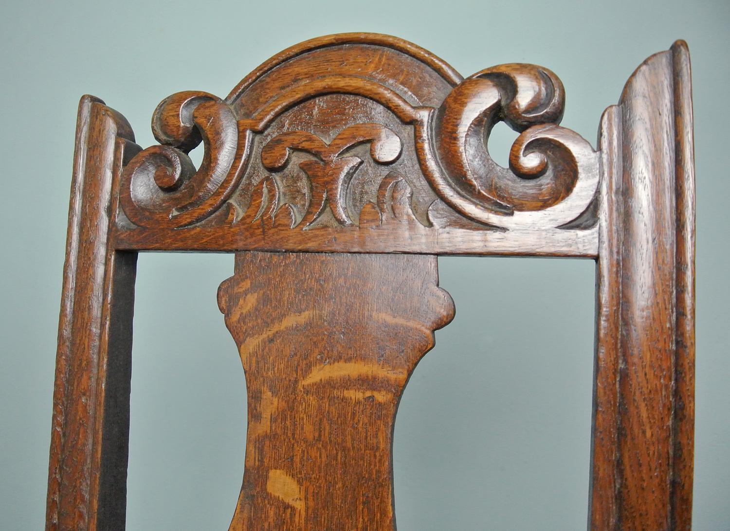 18th Century and Earlier Handsome 17th Century Oak High Back Chair c. 1675